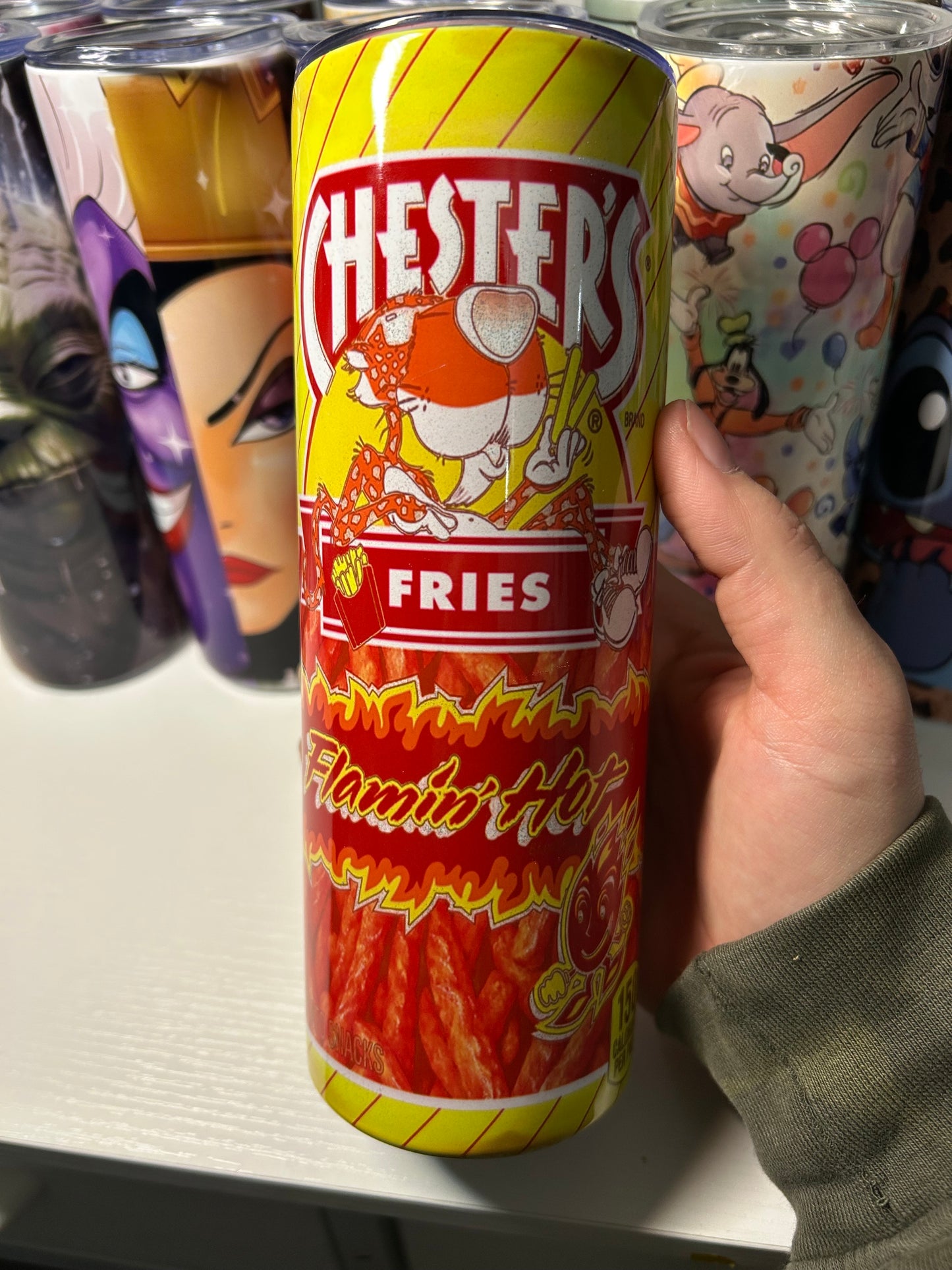 20oz Cheetos hot fries skinny tumbler